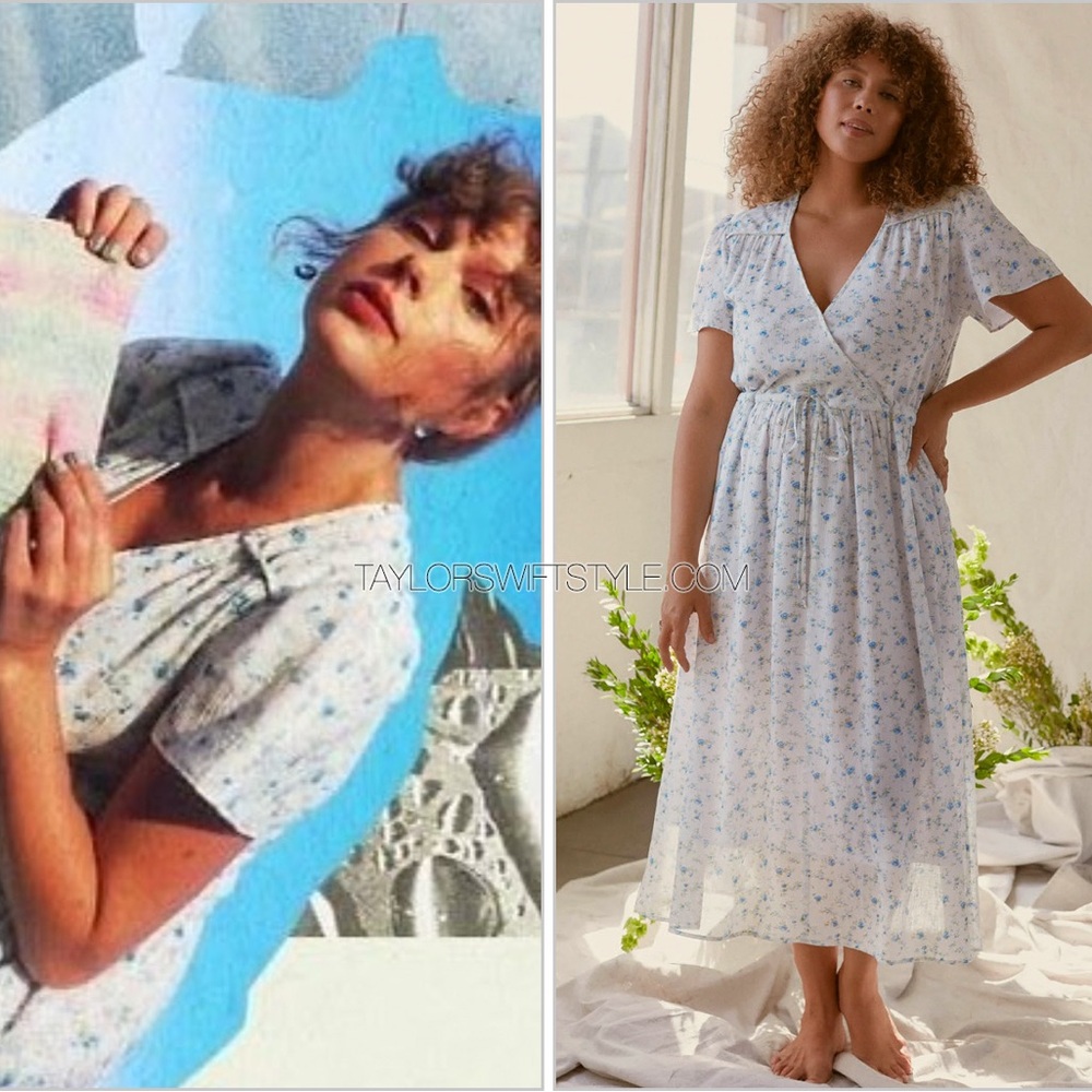 Christy Dawn The Dawn White Blue Floral Print Dress